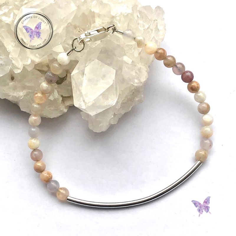 Australian Agate Beaded Tube Bracelet